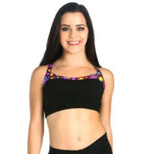Gia-Mia sport bra black neon circle trim X back LG